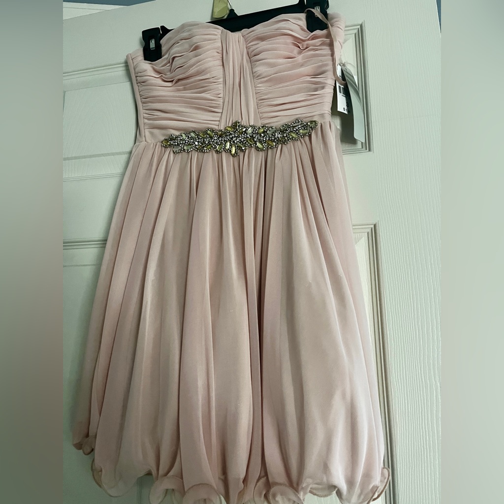 My Michelle Pink Strapless Dress With Jewel Detail